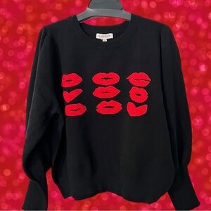 Nanette Lepore Hot Lips Sweatshirt Valentine’s Day Kiss Size XL NEW Ships Fast!